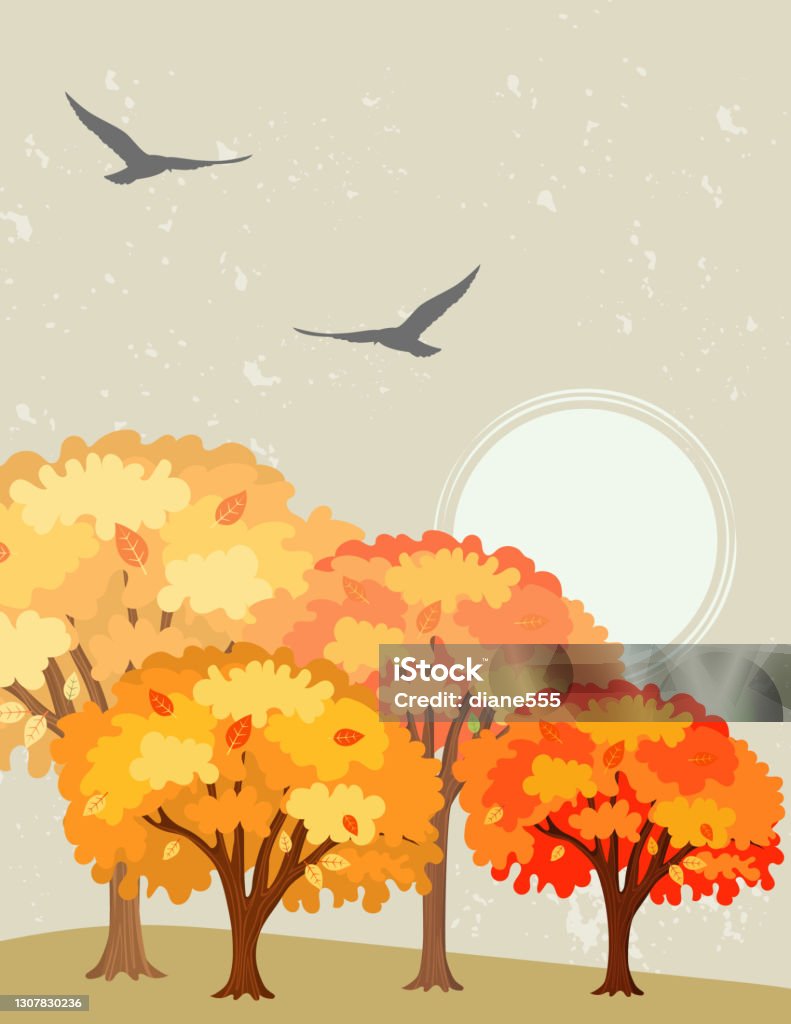 Fall Trees Background Vector Fall Trees Background Stock Illustration - Download Image Now - Art ...
