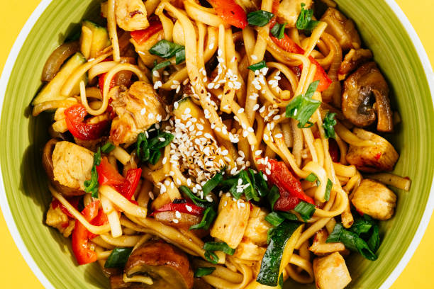 istock noodles with shrimps, mushrooms and fish 1307830683