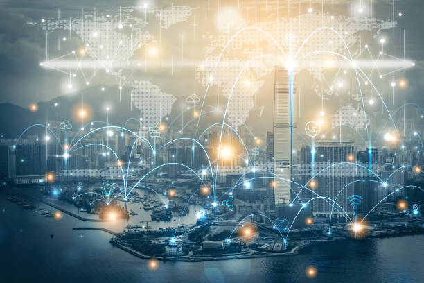 istock Smart city and communication network technology concept. IoT(Internet of Things). ICT Information Communication Network modern device media cloud graphics, Elements of this image furnished by NASA 1307831490