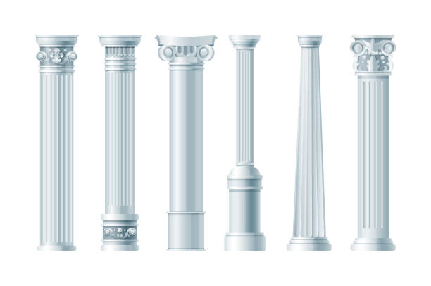istock Realistic antique pillars set. Antique column, classic pillar. Ancient ornate pillars historic roman greek architecture facades of historic buildings isolated vector 1307838049