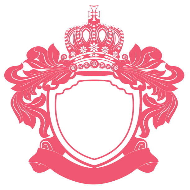 логотип crown floral, абстрактная винтажная иллюстрация вектора рамы - crown frame gold swirl stock illustrations