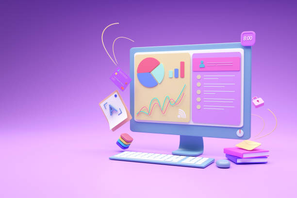 istock Monitor of Graph analytic form low to high data for website online marketing development concept, Data research, 3d rendering 1307857825