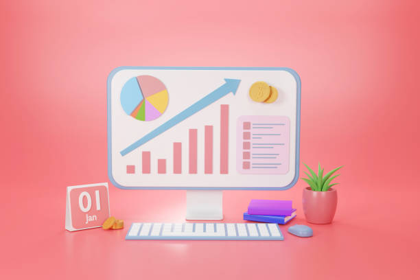 istock Monitor of Graph analytic form low to high data for website online marketing development concept, 3d rendering 1307857864