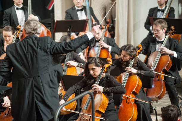 Instruments Symphony Orchestra on stage stock photo
