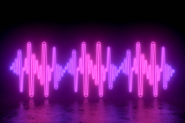 istock Sound Wave, Finance Chart, Neon Lightning, Black Background 1307861334