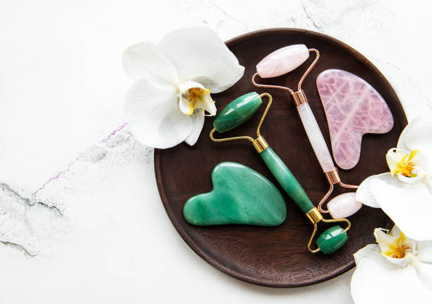 istock Jade face rollers for beauty facial massage therapy 1307865304