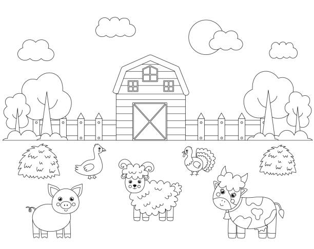 Farm Animal Coloring Pages Illustrations, Royalty-Free Vector Graphics &  Clip Art - iStock