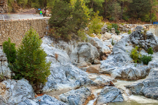 View of a mountain river in Kesme Bogaz canyon, Antalya province in Turkey View of a mountain river in Kesme Bogaz canyon, Antalya province in Turkey bogaz stock pictures, royalty-free photos & images