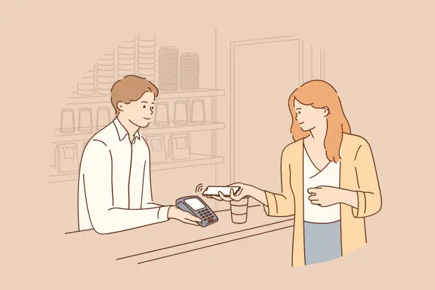 Vector illustration of Contactless payment, online transaction concept