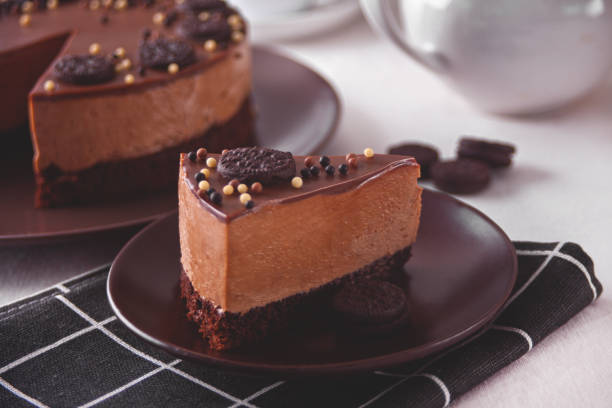 istock chocolate freshly cheese cake on the plate 1307869705