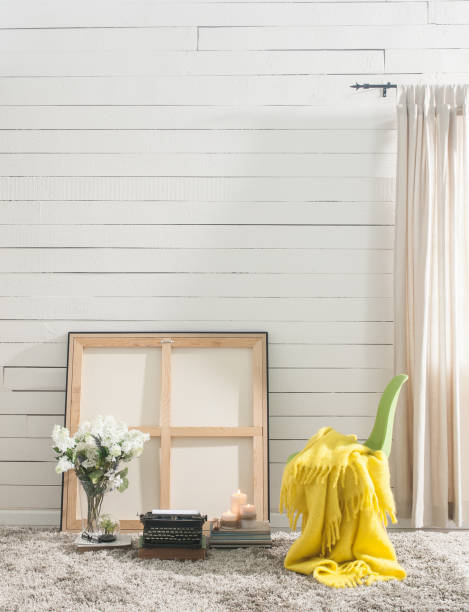 istock modern home interior design and white textured wall vase flower frame 1307870828