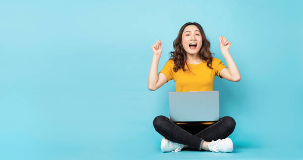 istock The woman uses the laptop 1307874939