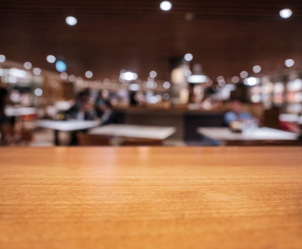 istock Table top People sit in Restaurant Shop interior Blur background 1307877143