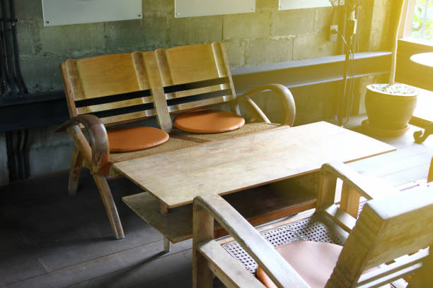 istock retro wood chairs in coffee shop 1307878615