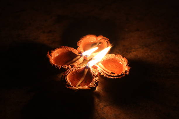 istock View of clay Diya's 1307880883