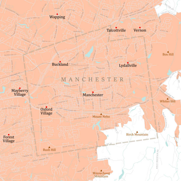 ct hartford manchester vector mapa drogowa - manchester city stock illustrations
