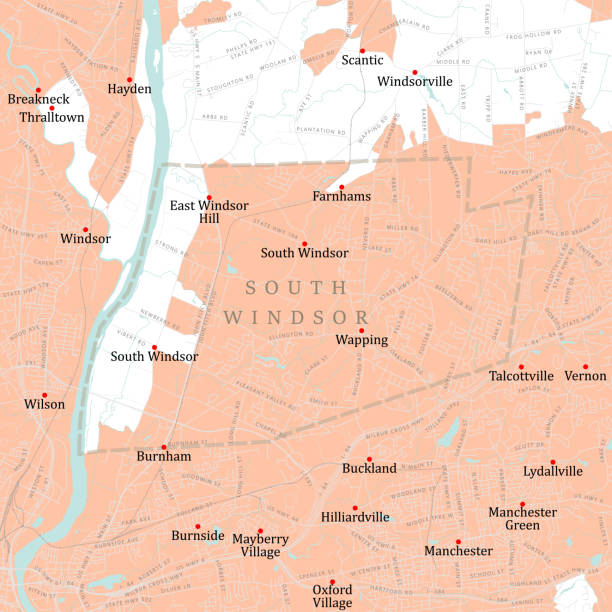 ct hartford south windsor vector mapa drogowa - manchester city stock illustrations