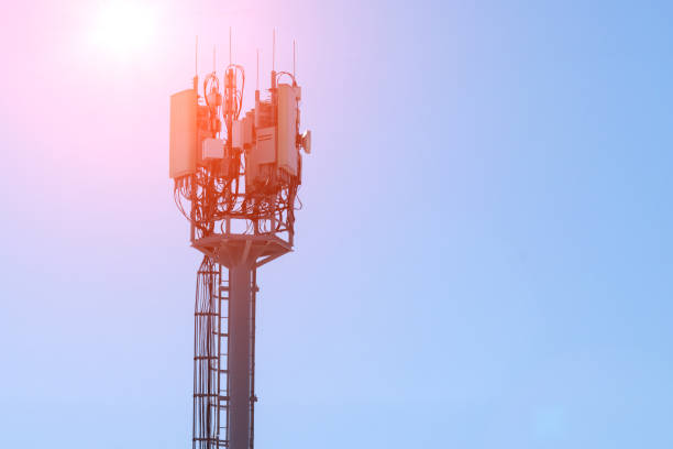 istock Telecommunication tower with blue and cloudy sky. Copy space 4G, 5G 1307881409