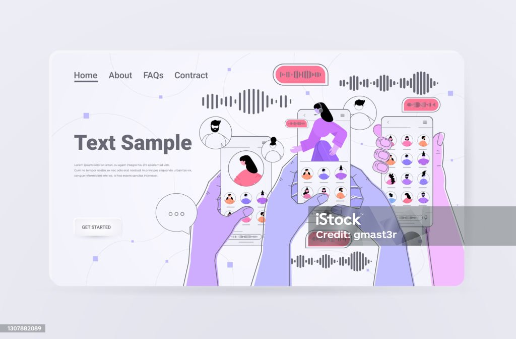 Using Audio Messages Hands Using Smartphones Communicate By Voice Messages Audio Chat ...