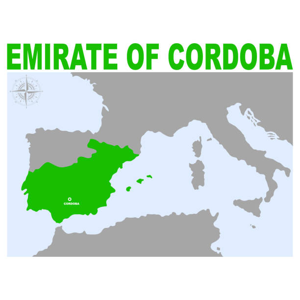 ilustraciones, imágenes clip art, dibujos animados e iconos de stock de mapa vectorial del emirato de córdoba - califato