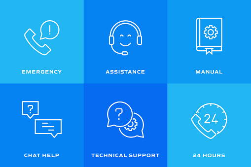 Customer Support Related Line Icons, Vector Symbol Illustration.