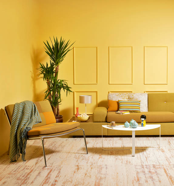 istock modern home interior corner living room with yellow slatted wall and sofa 1307886964