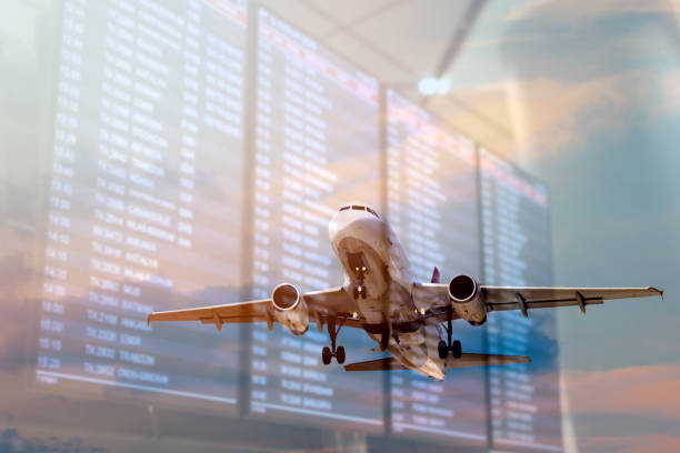 Plane and Flight information screens double Exposure Concepts