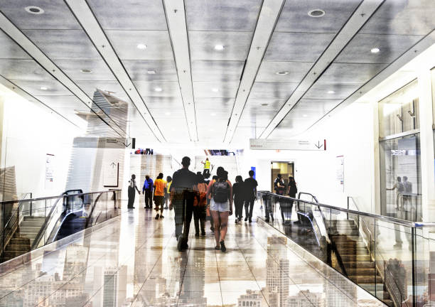 istock Abstract image of people walking on subway station. 1307892973