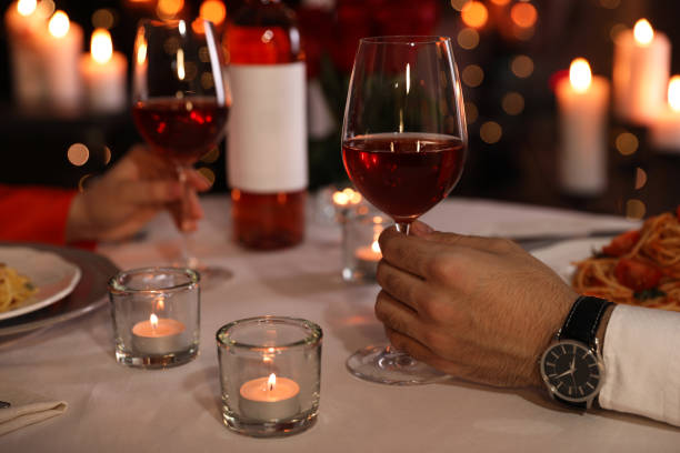 istock Couple having romantic dinner in restaurant, closeup 1307893087