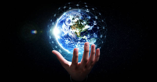 istock Global network connection covering earth with link of innovative perception 1307894480