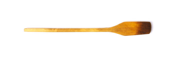 istock wooden spatula isolated on white background, close-up 1307897279