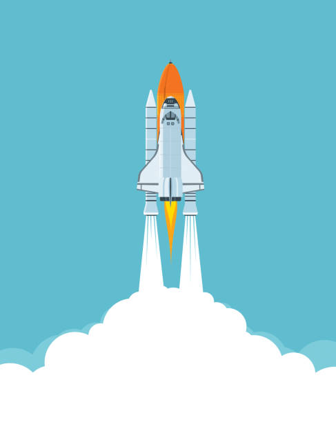 illustrations, cliparts, dessins animés et icônes de lancement de la navette spatiale - space ship