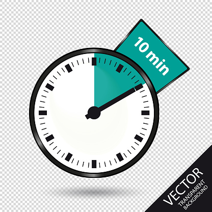 Timer 10 Minutes - Vector Illustration - Isolated On Transparent Background
