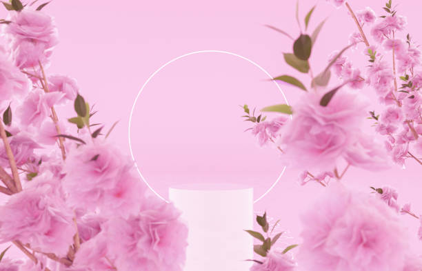 istock Natural beauty podium backdrop for product display with Spring flower. 1307904990