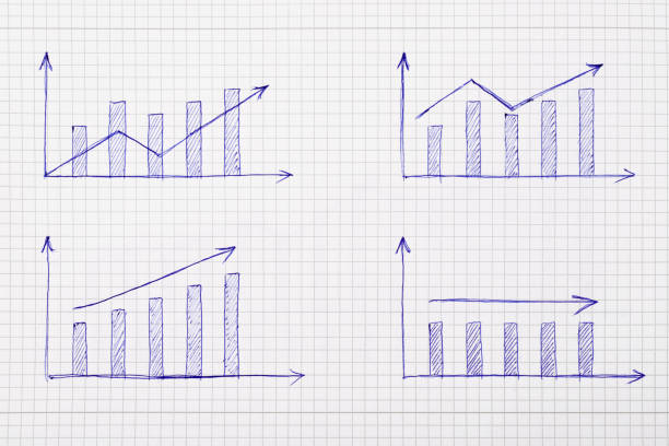 Photography of Statistical financial graph  drawn with pen on note pad
