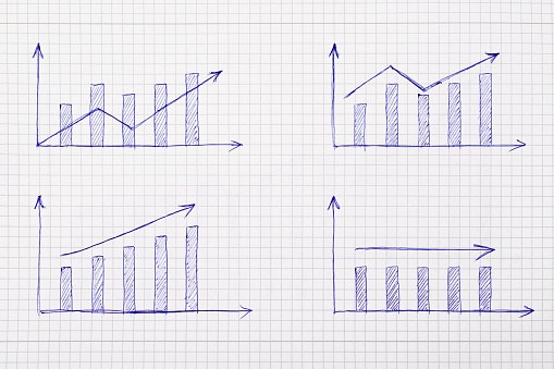 Photography of Statistical financial graph  drawn with pen on note pad