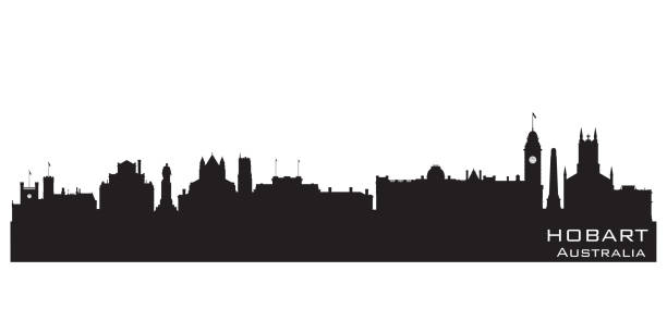 istock Hobart Australia city skyline silhouette 1307914768