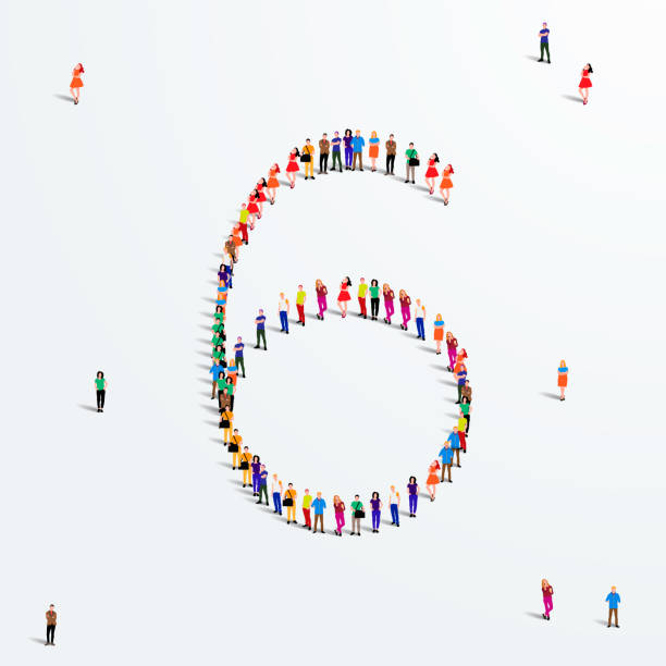istock Large group of people in number 6 six form. Vector illustration 1307914993