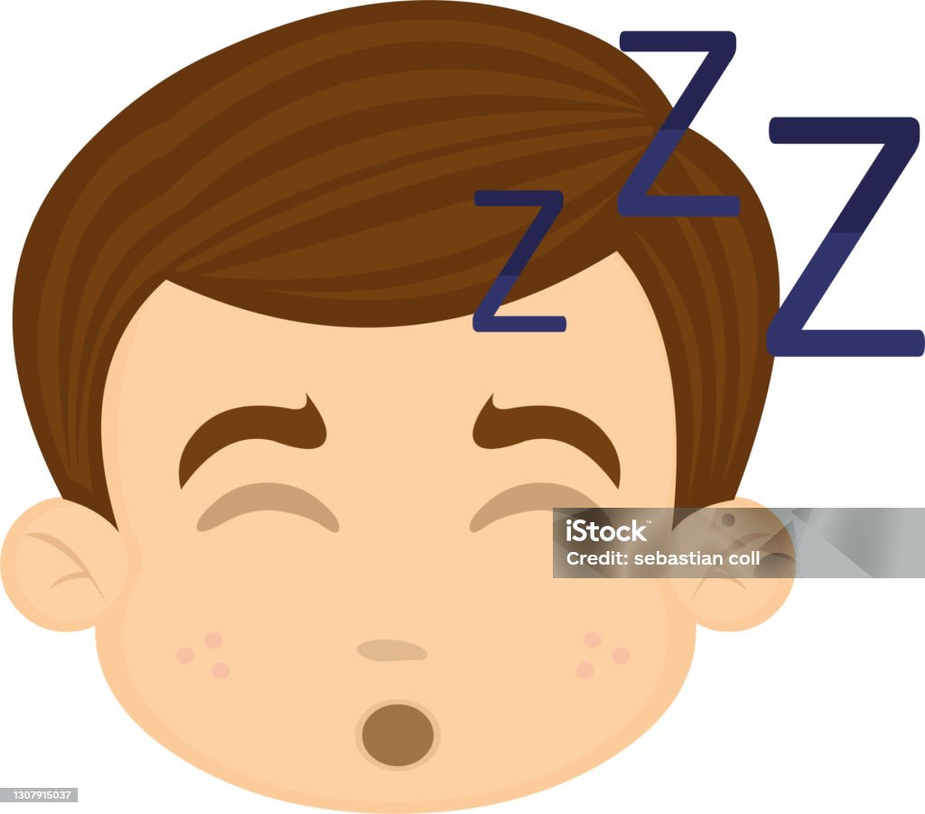Vector Emoticon Illustration Cartoon Of A Boys Head With Tired Expression  And Its Eyes Closed And Yawning With Its Mouth Open Sleeping Stock  Illustration - Download Image Now - iStock