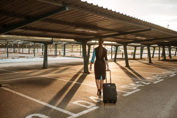 istock Rear view of a young air stewardess 1307915837