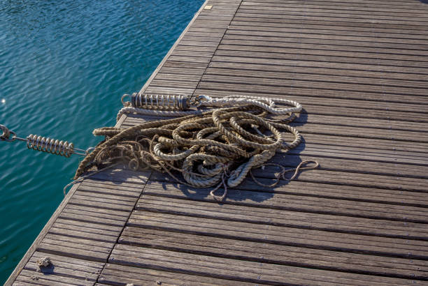istock Mooring and seafaring ropes for boat 1307918408