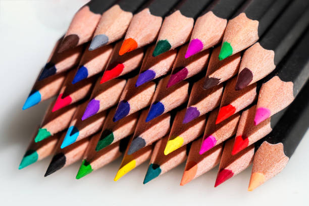 istock Collection of multicolored pencils on a white background. 1307918612