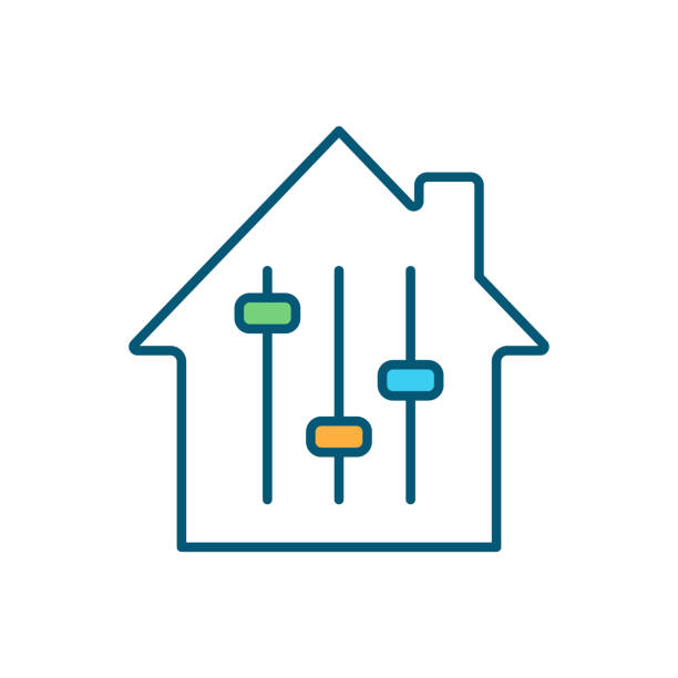 Adjustable-rate mortgage RGB color icon Adjustable-rate mortgage RGB color icon. Variable-rate mortgage. House purchasing. Fixed initial interest rate. Refinancing an existing home loan. Adjustment period. Isolated vector illustration adjustable stock illustrations