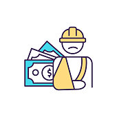istock Worker compensation RGB color icon 1307921067