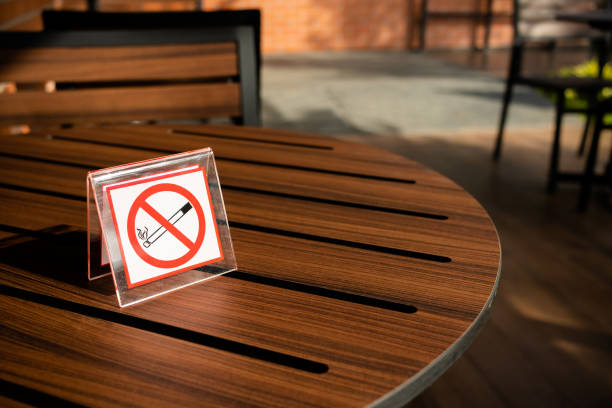 No smoking sign at the cafe stock photo