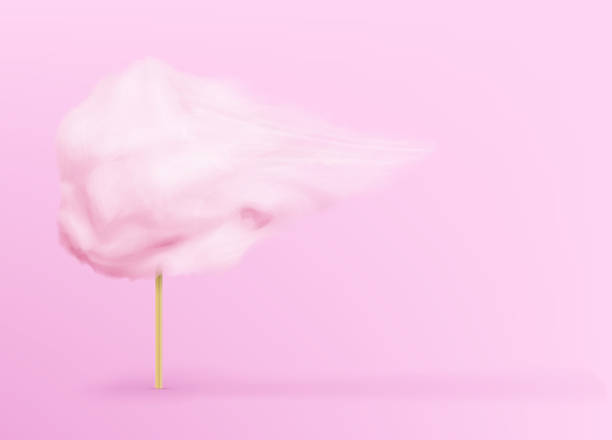 pink cotton candy on the pink background. Sugar clouds. Realistic vector illustration pink cotton candy on the pink background. Sugar clouds. Realistic vector illustration candyfloss stock illustrations