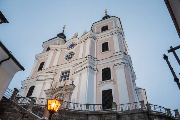 Sonntagberg Basilica Facade in Mostviertel or Must Quarter in Lower Austria, Exterior Facade of a Famous Baroque Pilgrimage Church