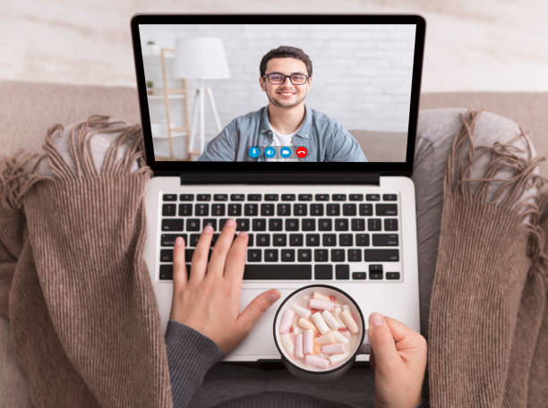 istock Young Woman And Man Talking And Having Video Call 1307927759