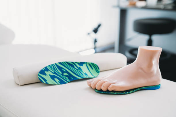 istock Footprints with mannequin feet - Podiatry concept 1307928223