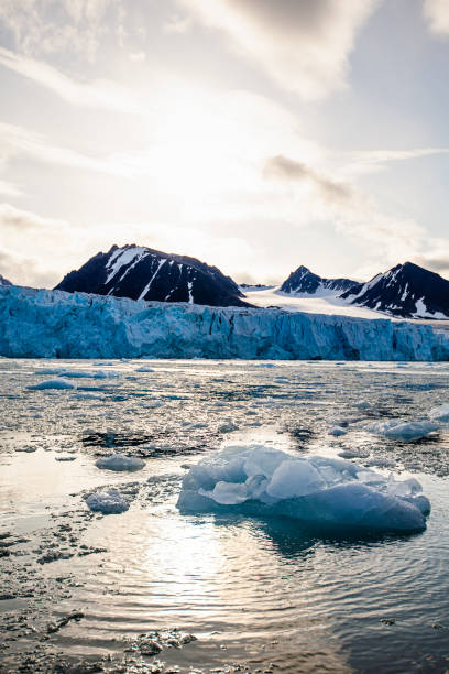 lodowce i lód płynie wokół wysp svalbard - svalbard islands zdjęcia i obrazy z banku zdjęć